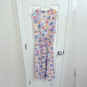 Anne Klein Tropical Palm Leaf Cinch Waist Dress Size 12